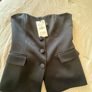 Zara Midnight Blue Strapless Blazer